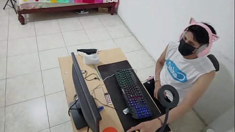 A peculiar visit! My stepmother almost caught me red-handed while I was masturbating while watching porn on XNXX.com.